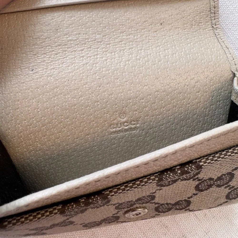 Gucci‎  GG Canvas Leather Card Case Beige, Brown